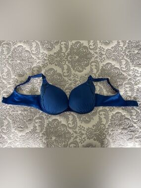 Blue Lace Accent Underwire Bra — Supportive Everyday Style